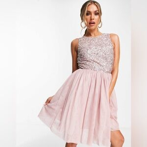 Beauut Bridesmaid Embellished Sequin Mini Dress Pink Size 4 NWT